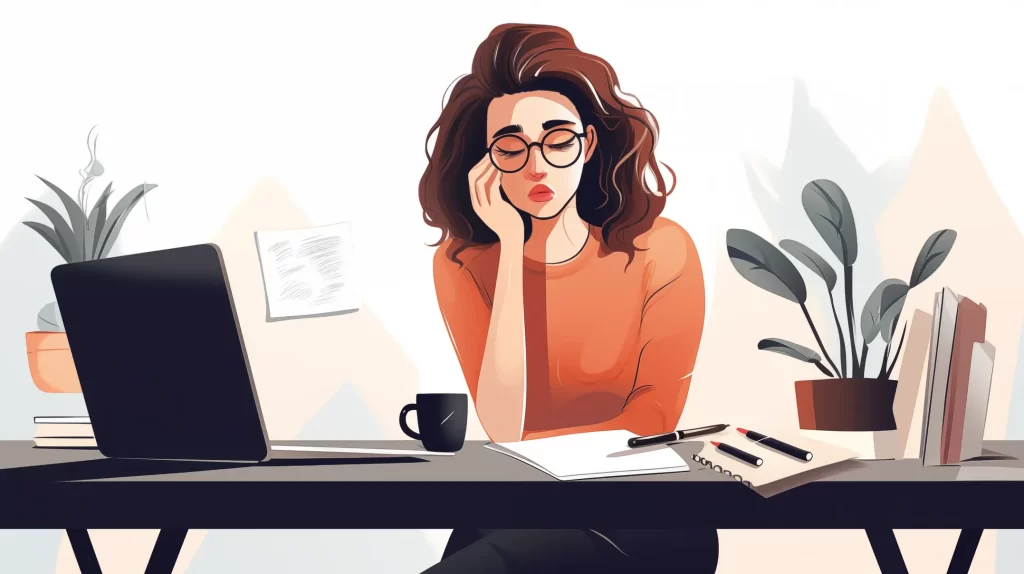 Woman stressed out at her desk