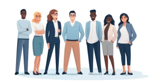 Group of diverse employees standing