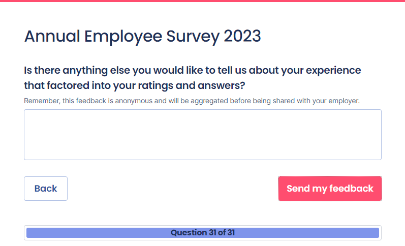 Example Employee Engagement Survey Written Feedback Question