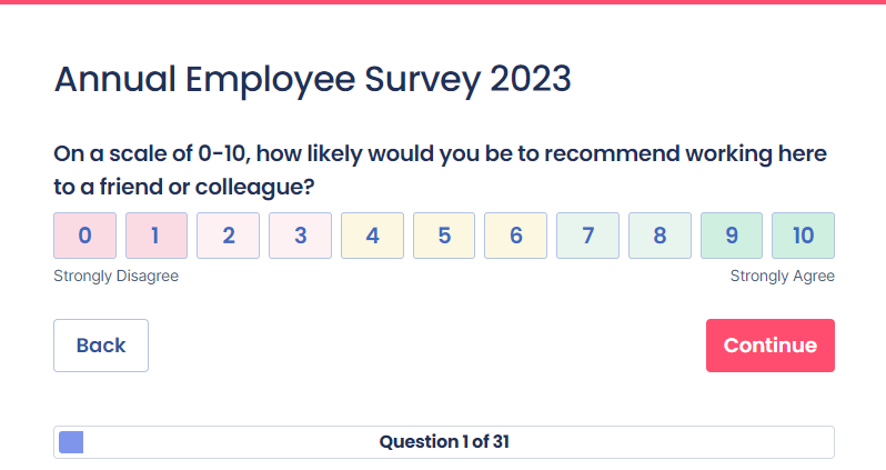 Example Employee Engagement Survey eNPS Question