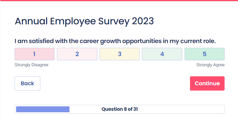 Example Employee Engagement Survey Rating 1-5 Question